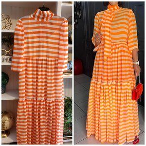 Orange and White Vacation Dress